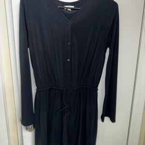 Elegant Black Button-Down Dress